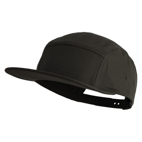 5 Panel Superior Cotton Twill Flat Bill Camper Cap - color: Dark Olive