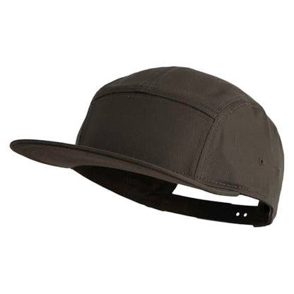 5 Panel Superior Cotton Twill Flat Bill Camper Cap - color: Dark Olive