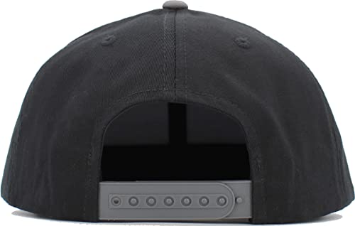 KBETHOS Classic Snapback Hat Blank Cap Underbrim Cotton Wool Blend Flat Visor Adjustable Unisex - color: Black Dark Gray