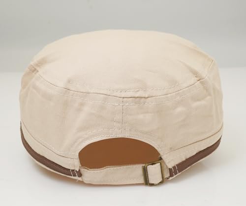 Initlove Military Hat Cadet Army Cap Flat Top Hats for Men Women - color: Khaki