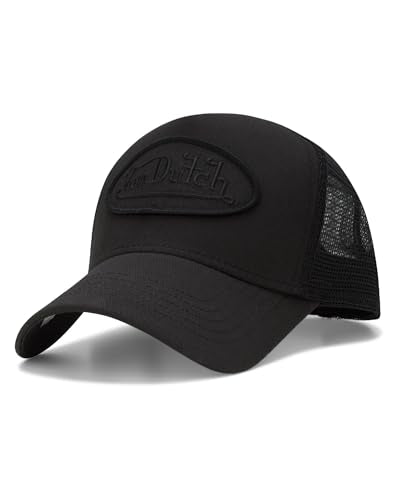 Von Dutch Unisex Trucker Hat - Retro Classic Solid Color Mesh Back Snapback Baseball Cap for Men & Women. - color: Black/Black