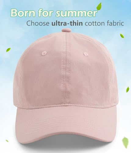 Hot Summer Baseball Cap, 35% Thinner Cotton Dad Hat Lightweight - color: Pink