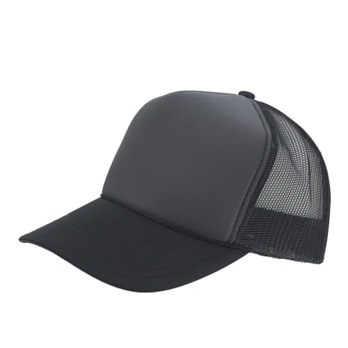 High Crown Foam Mesh Camouflage Tri-Color Oak Leaves Trucker Hat Baseball Cap - color: Black/Charcoal Gray/Black