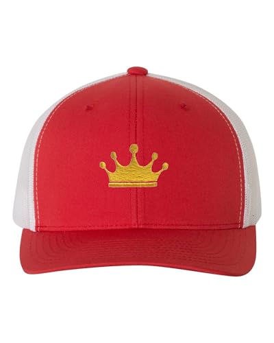Go All Out Adult Golden Crown Structured Trucker Cap - color: Red/ White