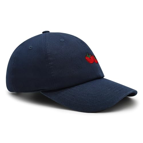 JPAK Two Tomatoes Premium Dad Hat Embroidered Cotton Baseball Cap Vegetables Embroidery - color: Navy