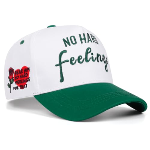 Funny Hat No Hard Feelings Trucker Hats Vintage Baseball Cap Unisex - color: White-green