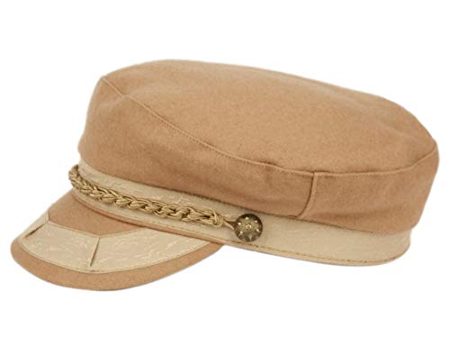 EPOCH Men's Greek Fisherman Sailor Fiddler Winter Wool Driver Hat Flat Cap - color: Khaki, size: Small-Medium