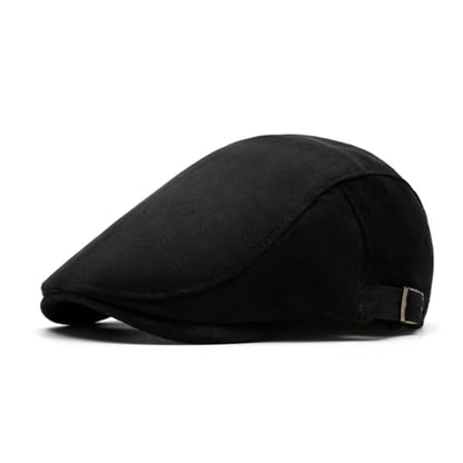 Mens Newsboy Cap Flat Ivy Gatsby Hat Adjustable Cabbie Cap for Women - color: Black