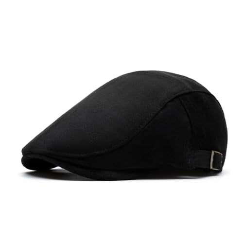 Mens Newsboy Cap Flat Ivy Gatsby Hat Adjustable Cabbie Cap for Women - color: Black