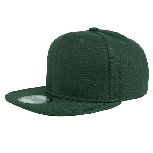 Gelante Snapback Hats for Men - Flat Bill Brim Baseball Cap Hat - Plain Blank Adjustable - color: Dark Green
