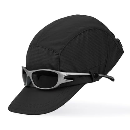 CLAPE Snapback 5 Panel Hat for Men Flat Bill Funny Trucker Hats Running - color: Wbqsg1-black