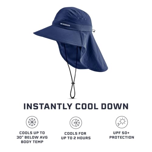 Cooling Sun Defender Sun Hat, UPF 50 UV Protection for Men Women, Wide Brim Outdoor Hat for Hiking, Fishing, Beach, Gardening - color: Navy