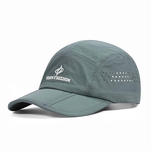 Clakllie Quick Dry 5 Panel Cap for Men Summer Folding Outdoor Hat Breathable Baseball Cap Unstructured Running Hiking Hats - color: Bs26zd01-coolgray