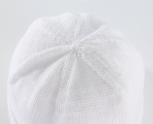 Home Prefer Mens Winter Hat Knit Earflap Hat Stocking Caps with Ears Beanie Hat - color: White