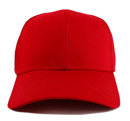 Armycrew XXL Oversize High Crown Adjustable Plain Solid Baseball Cap - color: Red