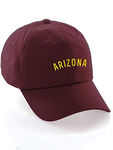 Daxton USA Cities Baseball Dad Hat Cap Cotton Unstructure Low Profile Strapback - color: Arizona Burgundy Gold