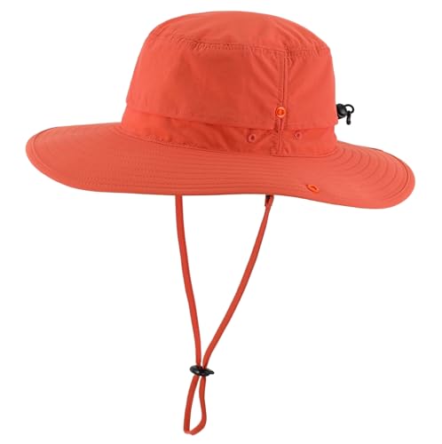 Connectyle Sun Hat for Men Women Outdoor UV Protection Safari Hat for Fishing Hiking Gardening Breathable Cowboy Hat UPF50 - color: Orange