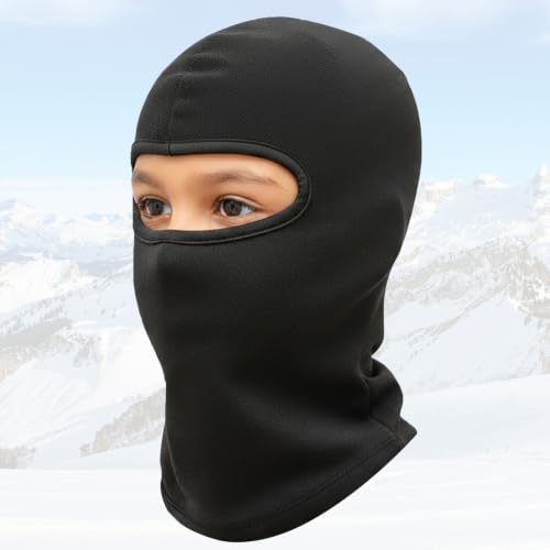 Kids Balaclava Ski Mask Winter Windproof Fleece Full Face Mask for Boy Girl - color: Black