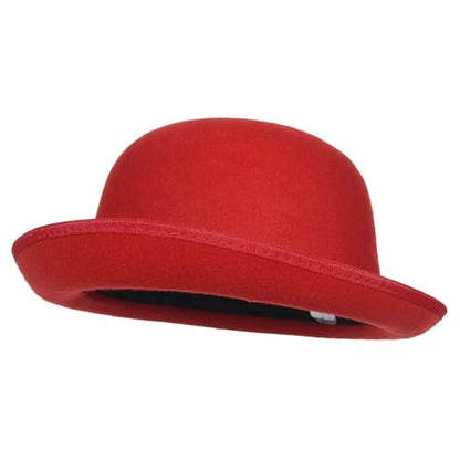GEMVIE Classic Black Felt Derby Hat Lightweight Bowler Hat Novelty Costume Hat for Party Dress Ups - color: Red