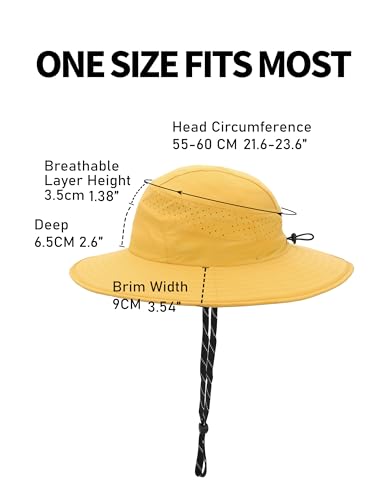 UPF50+ Bucket Hat, Wide Brim Sun Cap - color: Mustard Yellow