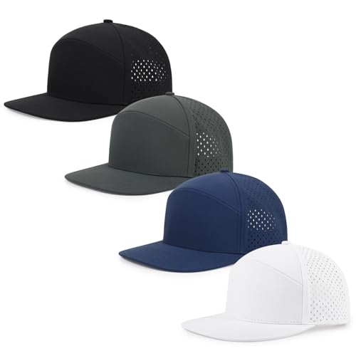 Quick Dry Baseball Cap Flat Brim Snapback Golf Hat for Men Women - color: Black+white+navy+darkgrey