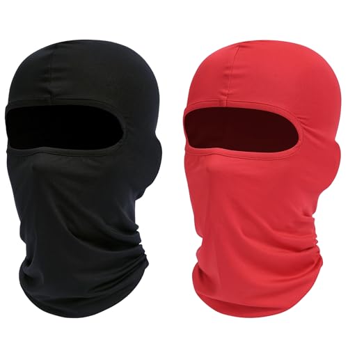 ROXUN Balaclava Ski Mask, 2 Pack Summer Motorcycle UV Protection Shiesty - color: Black+red