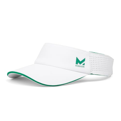 MISSION Structured Cooling Visor - Unisex Cap for Tennis, Golf & Running - Lightweight & Durable - color: White
