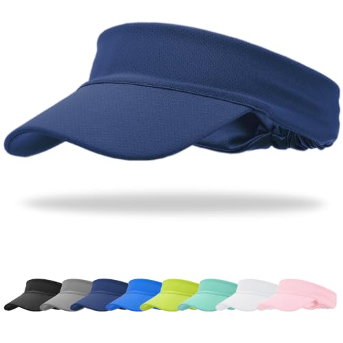 Cooling Stretchy Visor Hat Sports Sun Headband UV Visors Hats - color: Navy Blue