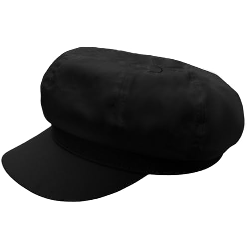 Newsboy Cabbie Baker Boy Hat Beret Cap for Women Pageboy Hats Flat Visor Cap Sailor Hat Adjustable - color: Black