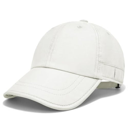 Baseball Cap Unstructured Athletic Golf Cap Soft-Brim Foldable Hat - color: White