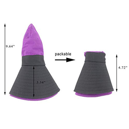 Muryobao Women's Ponytail Sun Hat UV Protection Foldable Mesh Wide Brim Beach Fishing Hat - color: Purple
