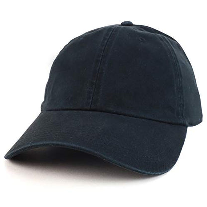Armycrew Oversized XXL Soft Crown Washed Cotton Twill Dad Baseball Hat - color: Black
