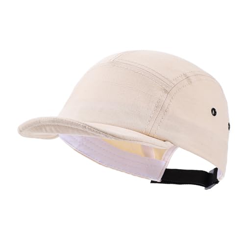 5 Panel Baseball Cap Soft Short Brim Hats for Men Cotton Trucker Hat Low Profile Dad Hats Cadet Caps Snapback Hats - color: Mg-pdym2585-beige