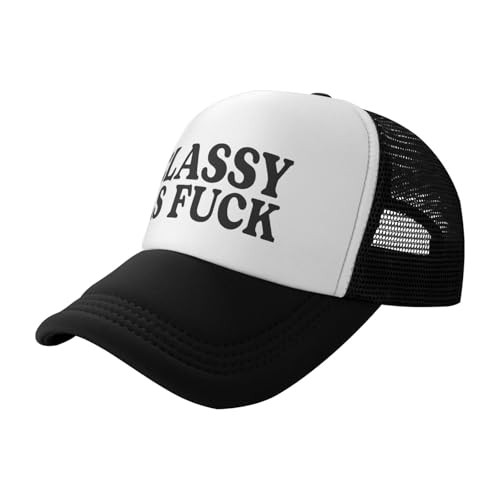Funny Trucker Hats for Women Country Women's Trucker Hats Breathable Mesh Summer Caps Adjustable Pink Hats - color: Classy as Fuck-black