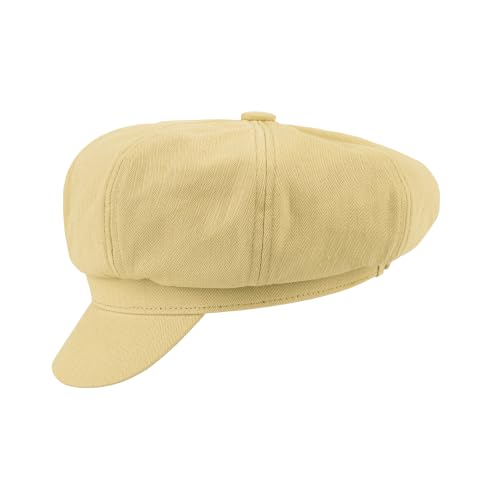 C.C Knitted Newsboy Cap for Women – Soft Knit Hat with Adjustable Velcro, Lightweight Warm Winter Style - color: Cotton-beige