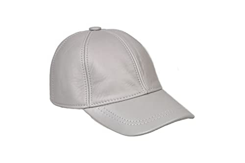 Genuine Leather Unisex Baseball Cap - color: Gray
