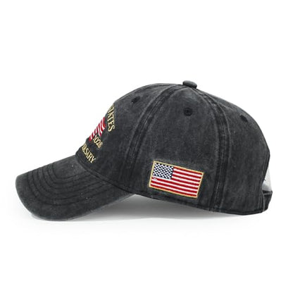 USA 250th Anniversary Baseball Cap Patriotic Embroidered American Hat - color: 2-black