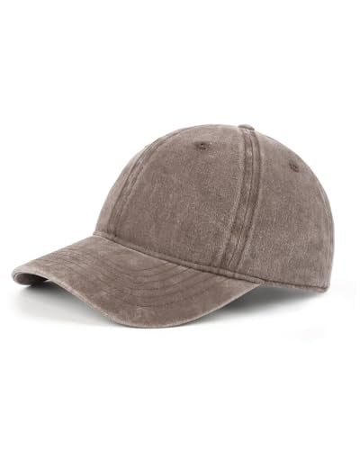 Zylioo Petite Baseball Cap for Small Heads Adult,Soft Crown Washed Dad Hat - color: Washed Coffee-fits 21.3"-22"