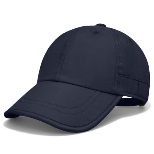 Baseball Cap Unstructured Athletic Golf Cap Soft-Brim Foldable Hat - color: Navy Blue