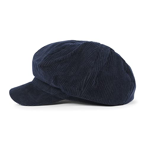 ililily Washed Cotton Newsboy Cabbie Cap Corduroy Duck Bill Flat Hunting Hat - color: Navy - New