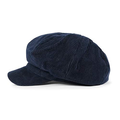 ililily Washed Cotton Newsboy Cabbie Cap Corduroy Duck Bill Flat Hunting Hat - color: Navy - New