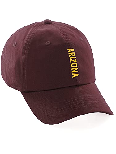 Daxton Vertical USA Cities Baseball Dad Hat Unstructure Low Profile Strapback - color: Arizona Burgundy Gold