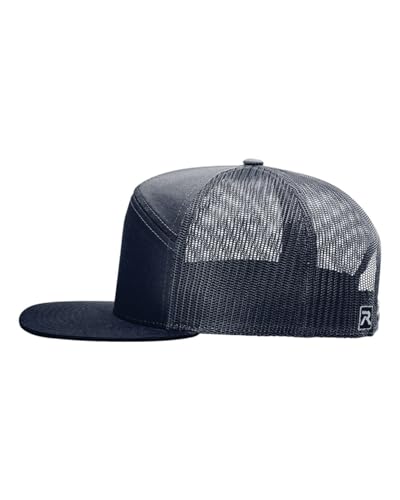 Seven-Panel Trucker Richardson Leather Patch Cap - color: Navy, size: One Size