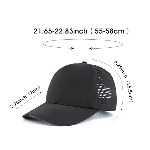 HH HOFNEN Women Quick Drying Baseball Cap Sun Hat Unstructured Golf Hat - color: #1 Black+light Gray