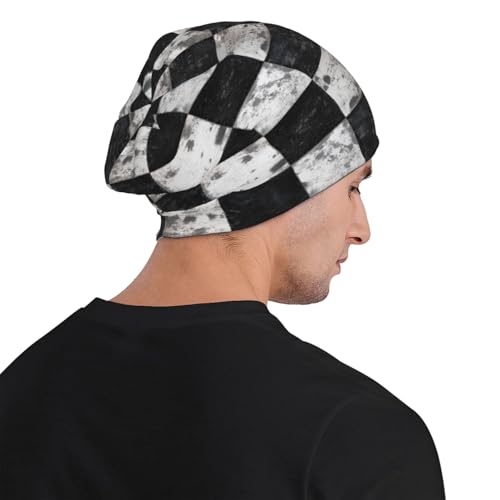 Beanie Hat for Men Women Slouchy Beanie Skull Sleep Cap Soft Lightweight Chemo Hat Stretch Cancer Headwear - color: Checkered