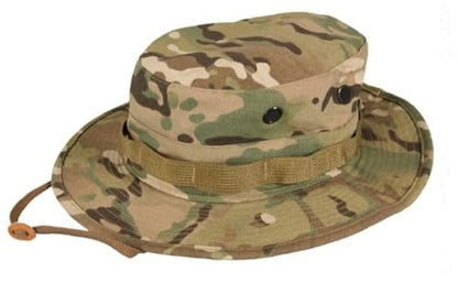 Military Boonie Hat, Tactical O.C.P. Multicam Camo Pattern, Wide Brim with Chin Strap, Made in The USA - size: 7 1/2