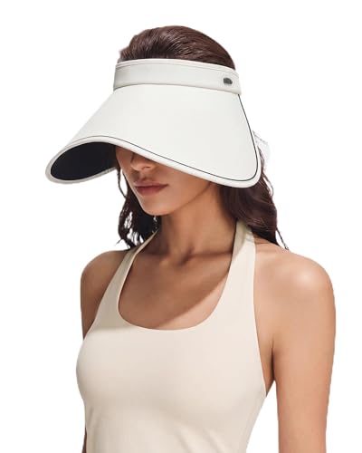 BENEUNDER Wide Brim Sun Hat for Women UPF50+ UV Protection Side Face Coverage Rollable Packable Beach Travel Vacation - color: White