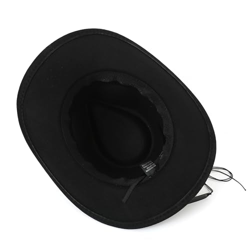 Western Cowboy Hat for Men and Women – Classic Western Style Leather Trim - color: Black