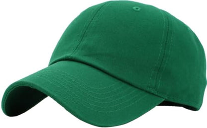 KBETHOS Classic Unisex Cotton Adjustable Low Crown Baseball Cap – Plain Dad Hat - color: Kelly Green