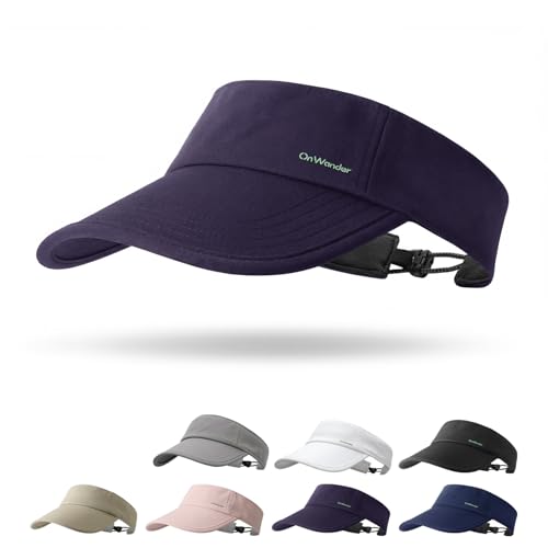 Sun Visor Hats for Women Men - Wide Brim Quick Dry Adjustable Hat - color: Purple